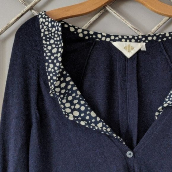 Anthropologie HWR navy blue ruffled cardigan sweater size small - Picture 6 of 7